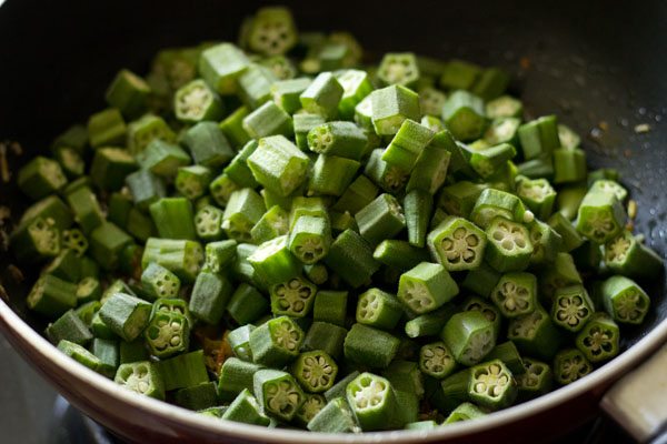 add the chopped okra