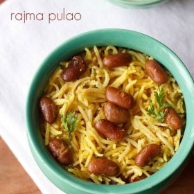 rajma pulao served on a bowl with raita