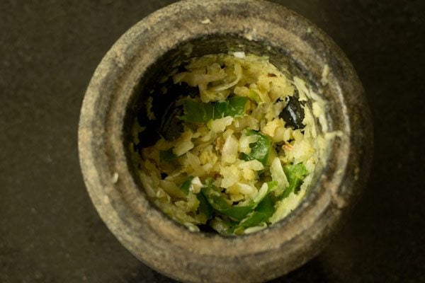 prepared ginger garlic and green chili paste