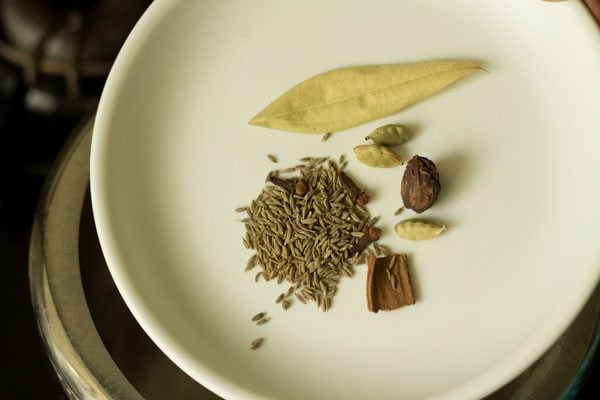 spices added to pressure cooker