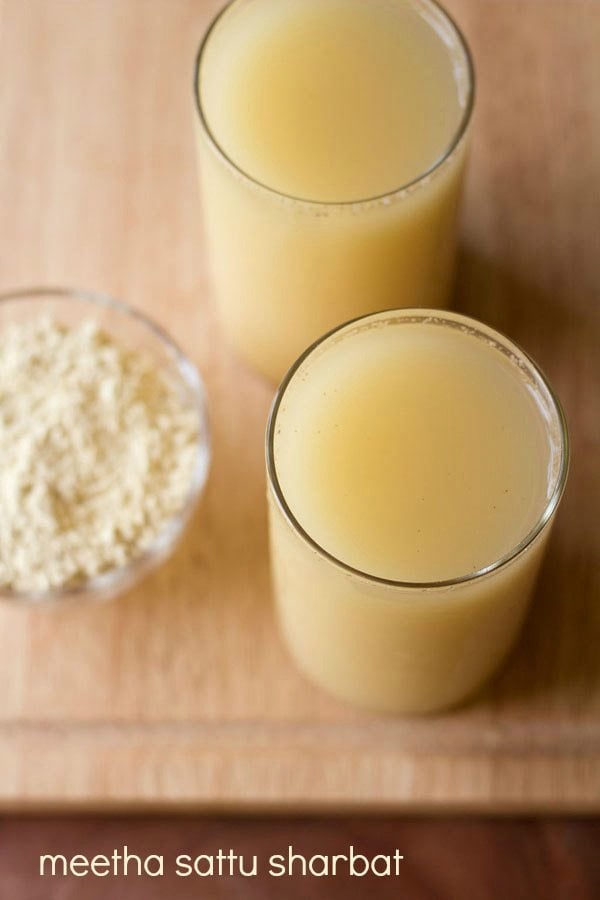 sattu drink served in 2 glasses.