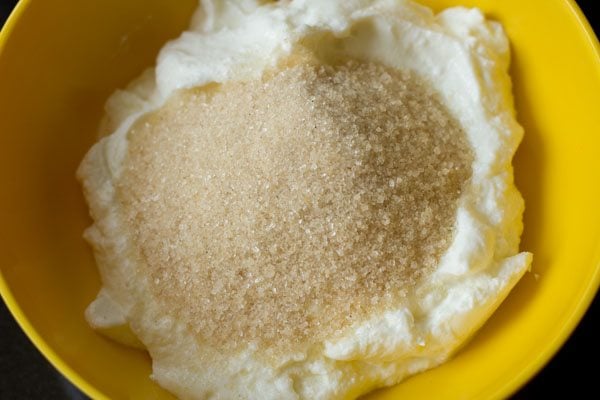 raw sugar mound on greek yogurt