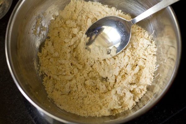 mixing batter with spices