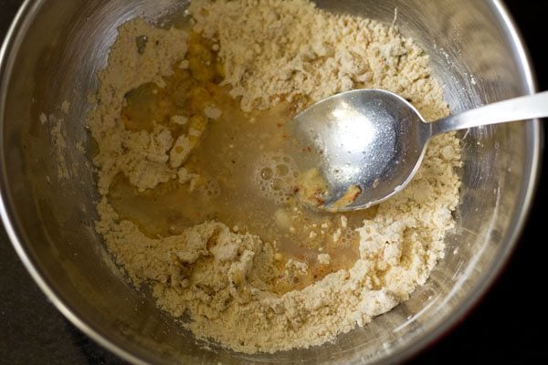 water added to make batter in the bowl