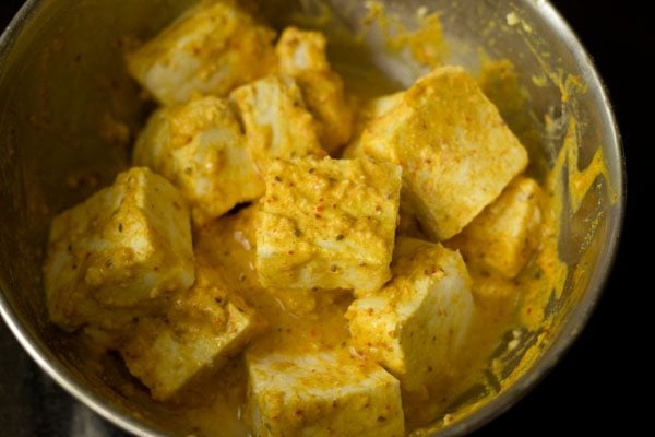 marinated paneer after 30 minutes. 