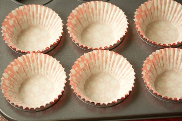 muffin liners placed in the muffin pan. 