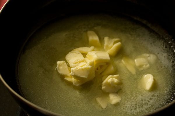 melting butter in a pan. 
