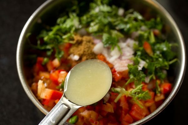 lemon juice added in the bowl. 