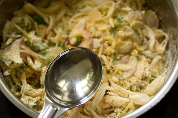 water added to onion fritters batter