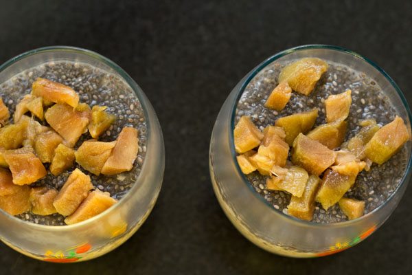 overnight oats and chia seeds with sapota