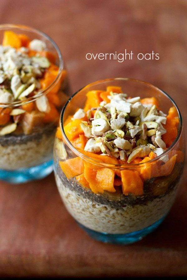 overnight oats served in glass