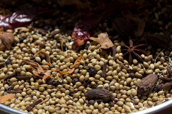 sun dried spices for pav bhaji masala. 