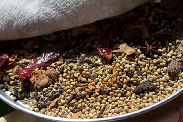 pav bhaji masala spices being sun dried.