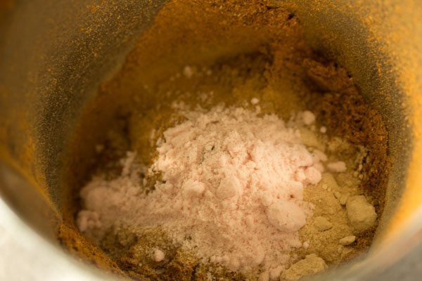 black salt added to the grinder jar. 