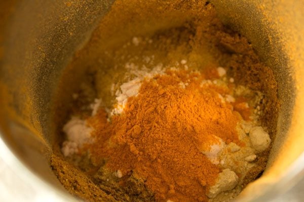 turmeric powder added to the grinder jar. 