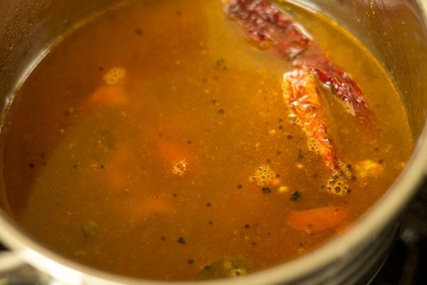 water added to the pan for making milagu rasam. 