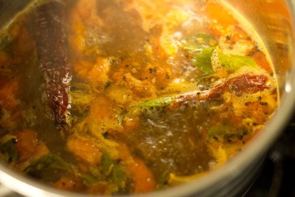 simmering milagu rasam. 