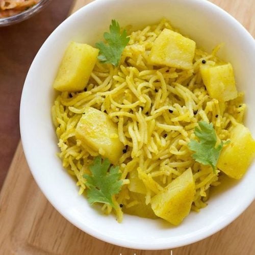 potato pulao recipe, potato rice recipe, aloo rice recipe