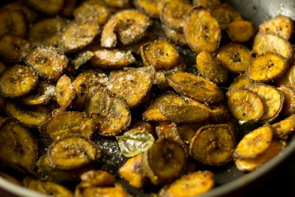 prepared vazhakkai fry with salt added