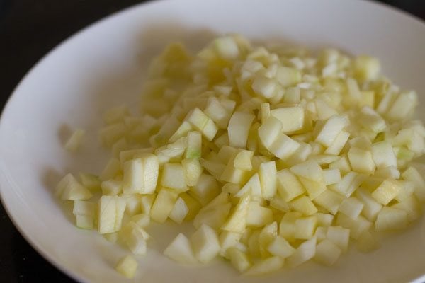 raw mangoes chopped into small cubes. 