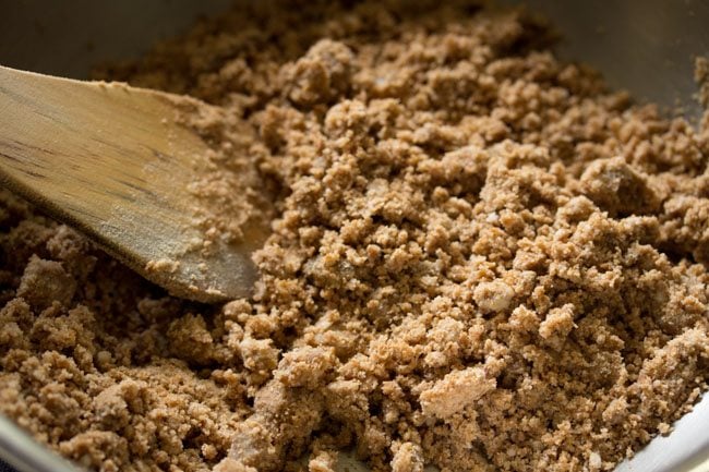 breaking lumps in the flour mixture. 