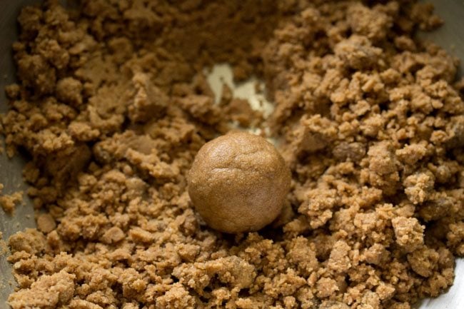 portion in the spoon shaped to a ladoo. 