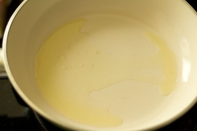 heating ghee in a pan. 