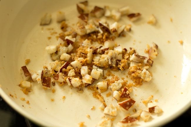 sautéing coconut till light golden. 