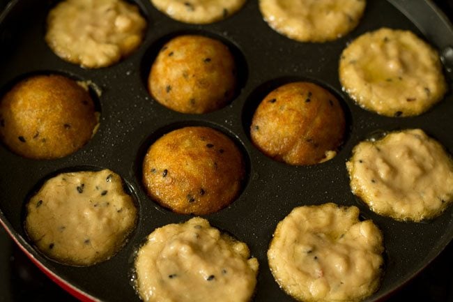 golden banana appam turned over. 