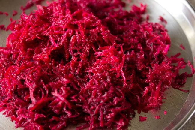 grated beetroot in a plate