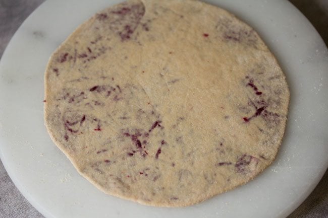 rolled beetroot paratha