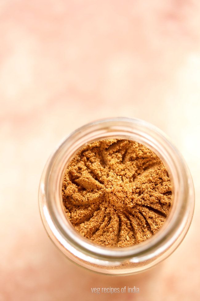 biryani masala powder in a glass jar. 