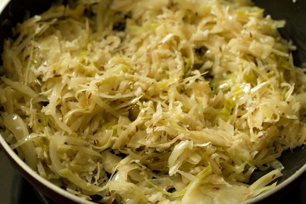 cooking cabbage bhaji