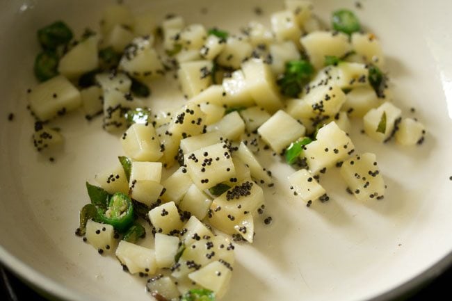 sauteing the potatoes