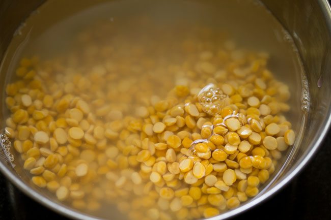 soaking chana dal lentils in water