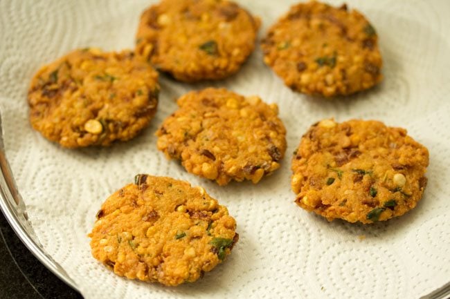 more portions of dal vada on paper towels