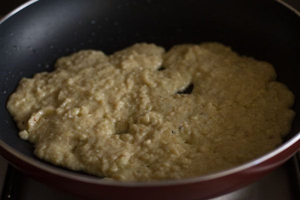 melted mawa in the pan