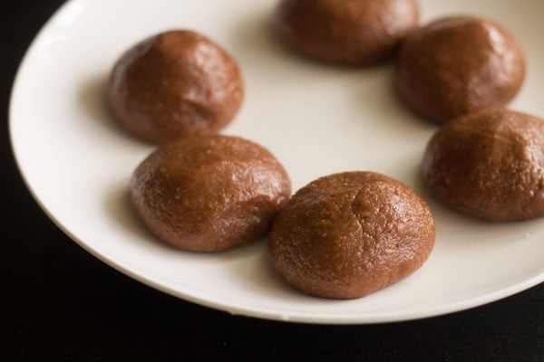 small balls formed from chocolate modak mixture