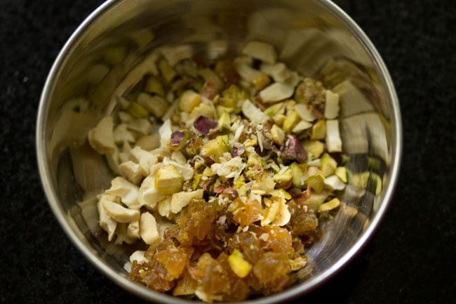 chopped dry fruits in a bowl