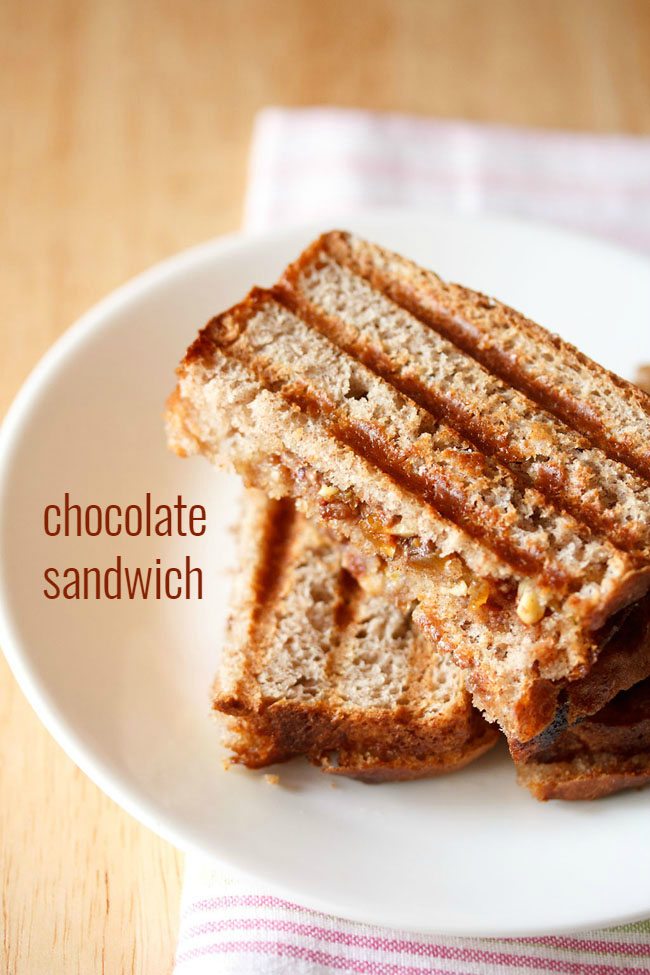 chocolate sandwich served on a plate with text layover.