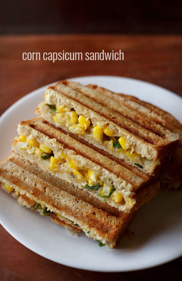 corn capsicum sandwich recipe  grilled sweet corn capsicum sandwich recipe