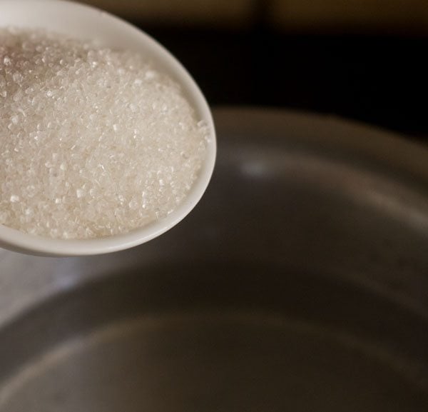 sugar added to hot water