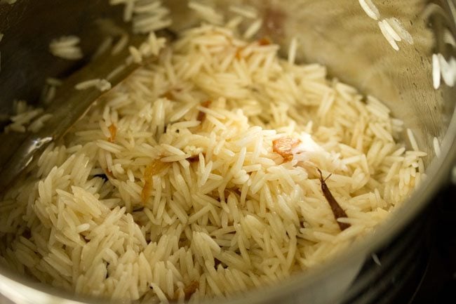 rice mixed and sautéed