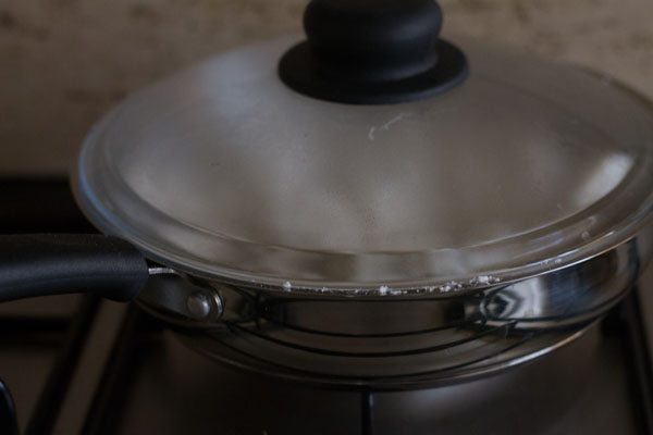 pan with flour mixture covered with a lid. 