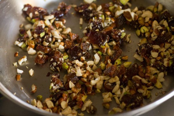 cooked dry fruit mixture for the filling. 