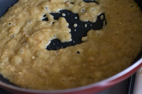 cooking the khoya-sugar mixture. 