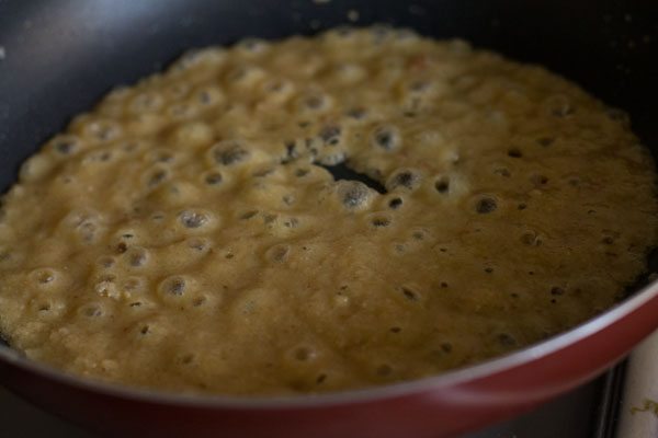 bubbling khoya-sugar mixture. 