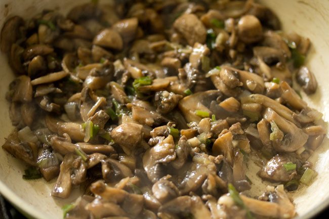 sautéing the mushrooms till all the water evaporates. 