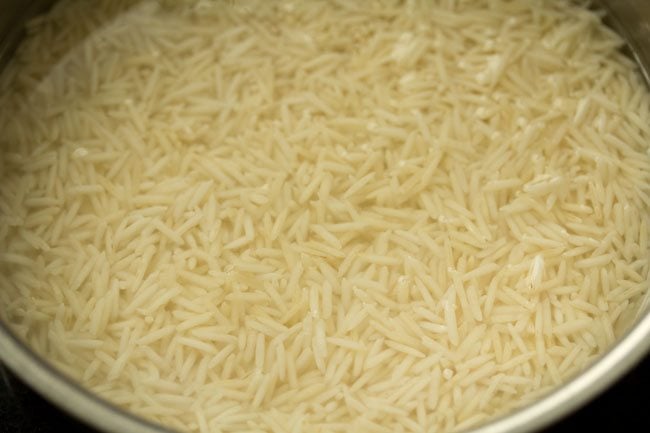 soaking rice in water. 