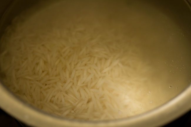 rice in boiling water. 